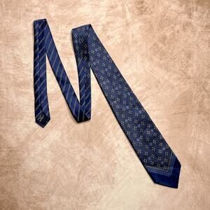 Vintage 90s Gianni Versace Medusa Head Silk Neck Tie Blue Geometric Formal Prom